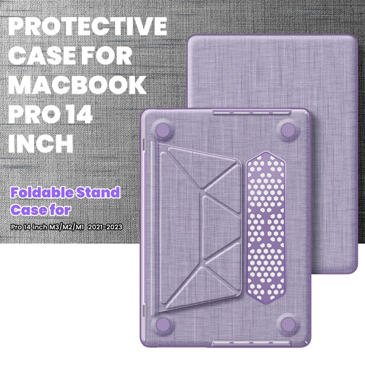 For MacBook Pro 14 inch A2918 / A2992 Fabric Magnetic Holder Laptop Protective Case(Purple) - MacBook Pro Cases by buy2fix | Online Shopping UK | buy2fix