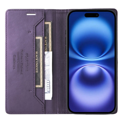 For iPhone 16 GQUTROBE G01 RFID Anti-theft Leather Phone Case(Purple) - iPhone 16 Cases by GQUTROBE | Online Shopping UK | buy2fix