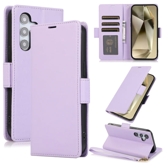 For Samsung Galaxy S25 / S24 5G Side Buckle RFID Anti-theft Leather Phone Case(Light Purple) - Galaxy S25 5G Cases by buy2fix | Online Shopping UK | buy2fix