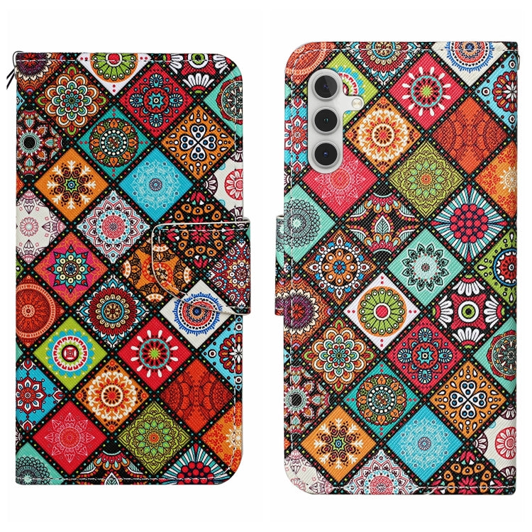 For Samsung Galaxy S25 5G Colored Drawing Pattern Leather Phone Case(Ethnic Style) - Galaxy S25 5G Cases by buy2fix | Online Shopping UK | buy2fix