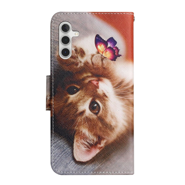 For Samsung Galaxy S25+ 5G Colored Drawing Pattern Leather Phone Case(Butterfly Cat) - Galaxy S25+ 5G Cases by buy2fix | Online Shopping UK | buy2fix