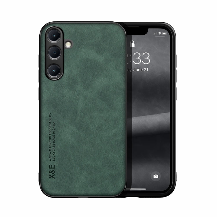 For Samsung Galaxy S25+ 5G Skin Feel Magnetic Leather Back Phone Case(Green) - Galaxy S25+ 5G Cases by buy2fix | Online Shopping UK | buy2fix