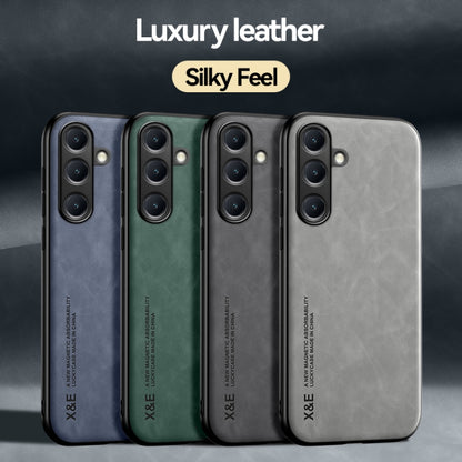 For Samsung Galaxy S25 Ultra 5G Skin Feel Magnetic Leather Back Phone Case(Green) - Galaxy S25 Ultra 5G Cases by buy2fix | Online Shopping UK | buy2fix