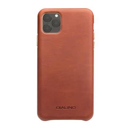 For iPhone 11 Pro QIALINO Shockproof Cowhide Leather Protective Case(Light Brown) - iPhone 11 Pro Cases by QIALINO | Online Shopping UK | buy2fix