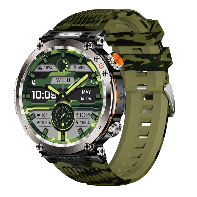 HT30 1.7 inch IP68 Waterproof Camouflage Silicone Band Smart Watch, Support Flashlight / Banknote Detector Light / Compass(Army Green) - Smart Wristbands by buy2fix | Online Shopping UK | buy2fix