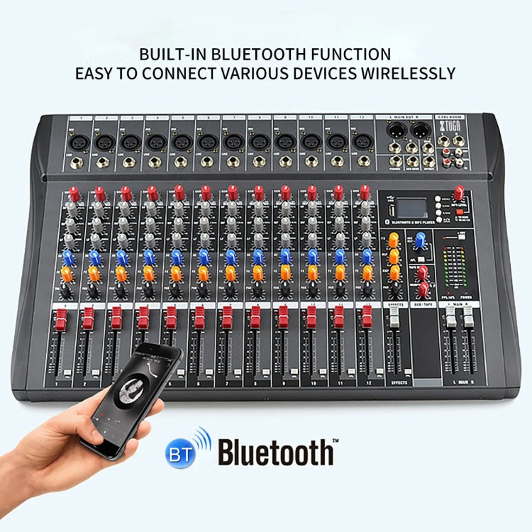 XTUGA CT120X 12-Channels Audio Mixer DJ Mixing Console with 48V Power Supply(EU Plug) - Live Sound Effects Processors by XTUGA | Online Shopping UK | buy2fix