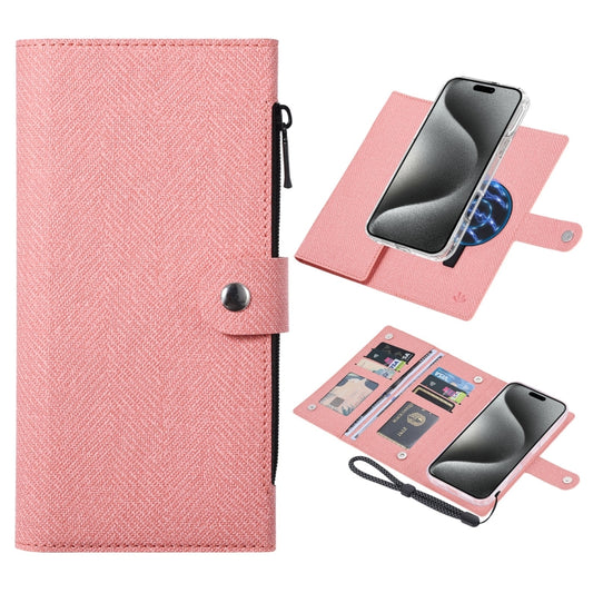 For iPhone 15 Pro Max ViLi GBS-C Series MagSafe Magnetic RFID Leather Flip Phone Case(Pink) - iPhone 15 Pro Max Cases by ViLi | Online Shopping UK | buy2fix