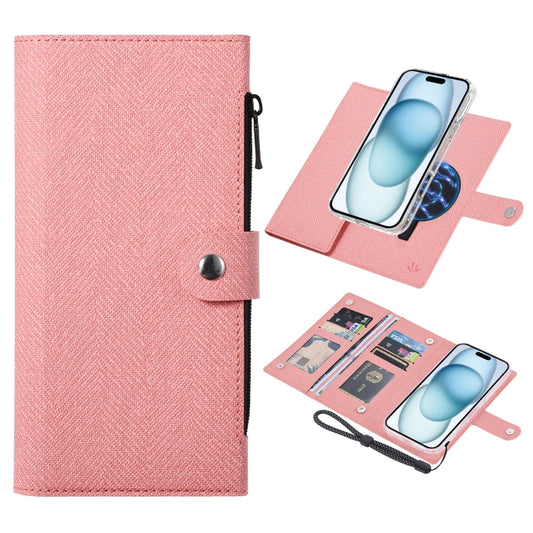 For iPhone 15 ViLi GBS-C Series MagSafe Magnetic RFID Leather Flip Phone Case(Pink) - iPhone 15 Cases by ViLi | Online Shopping UK | buy2fix