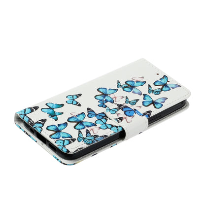 For Samsung Galaxy S25 5G Colored Drawing Marble Pattern Leather Phone Case(Little Blue Butterflies) - Galaxy S25 5G Cases by buy2fix | Online Shopping UK | buy2fix