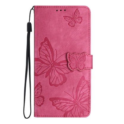 For Samsung Galaxy S25 5G Skin-feel Embossed Butterfly Leather Phone Case(Rose Red) - Galaxy S25 5G Cases by buy2fix | Online Shopping UK | buy2fix