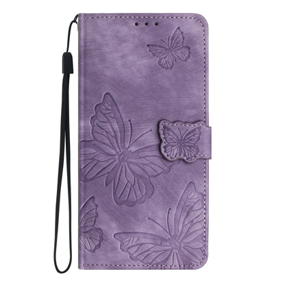 For Samsung Galaxy S25 Ultra 5G Skin-feel Embossed Butterfly Leather Phone Case(Purple) - Galaxy S25 Ultra 5G Tempered Glass by buy2fix | Online Shopping UK | buy2fix