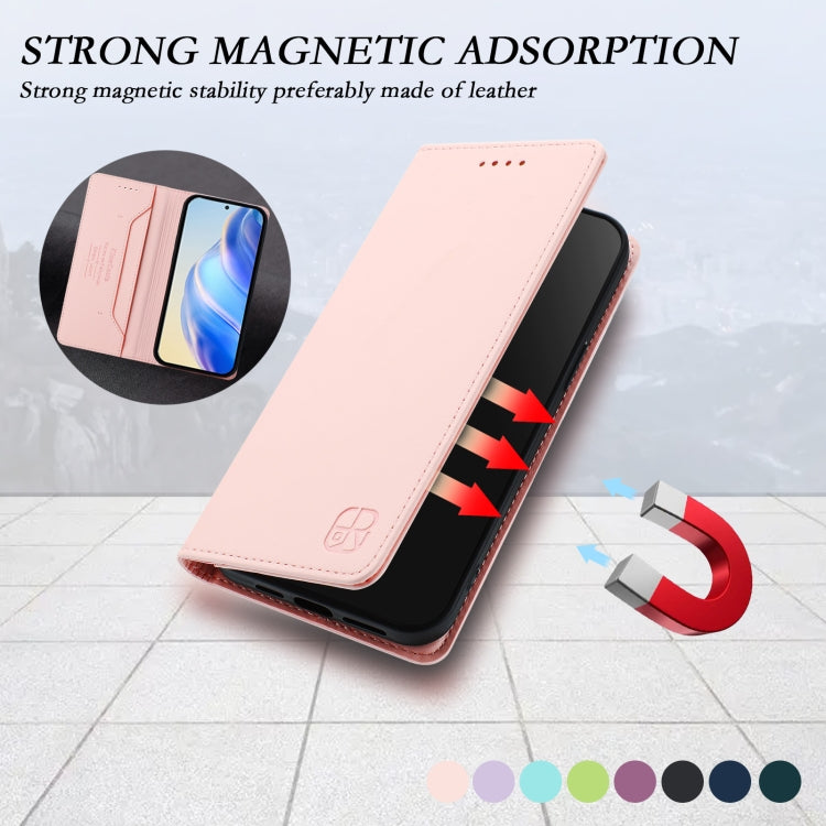 For Samsung Galaxy S24 / S25 5G RC01 Dual-Folded Magnetic Suction RFID Leather Phone Case(Pink) - Galaxy S25 5G Cases by buy2fix | Online Shopping UK | buy2fix