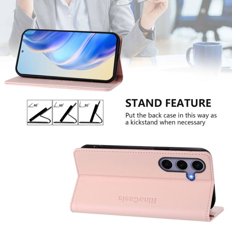 For Samsung Galaxy S24+ / S25+ 5G RC01 Dual-Folded Magnetic Suction RFID Leather Phone Case(Pink) - Galaxy S25+ 5G Cases by buy2fix | Online Shopping UK | buy2fix