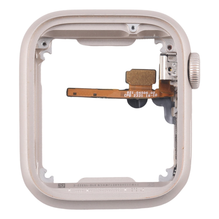 For Apple Watch Series 7 / 8 / 9 41MM LTE Aluminium Alloy Middle Frame Bezel Plate with Crown Spin Axis Flex Cable(Starlight) - Middle Frame by buy2fix | Online Shopping UK | buy2fix