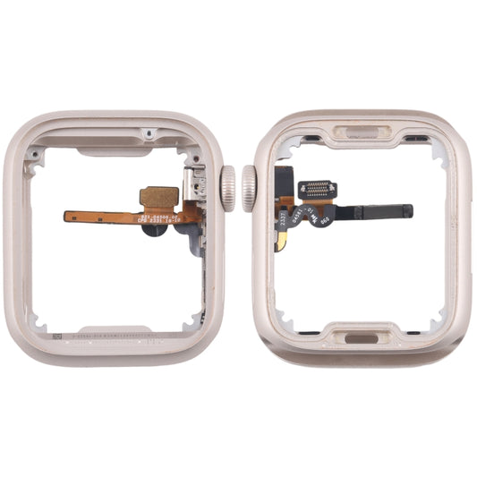 For Apple Watch Series 7 / 8 / 9 41MM GPS Aluminium Alloy Middle Frame Bezel Plate with Crown Spin Axis Flex Cable(Starlight) - Middle Frame by buy2fix | Online Shopping UK | buy2fix