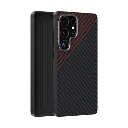 For Samsung Galaxy S25 Ultra 5G ABEEL C Carbon Fiber Series 6D Micro Relief MagSafe Phone Case(Black Red) - Galaxy S25 Ultra 5G Cases by buy2fix | Online Shopping UK | buy2fix