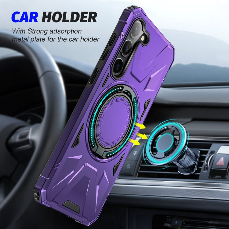 For Samsung Galaxy S25+ 5G MagSafe Magnetic Shockproof Phone Case with Ring Holder(Purple) - Galaxy S25+ 5G Cases by buy2fix | Online Shopping UK | buy2fix