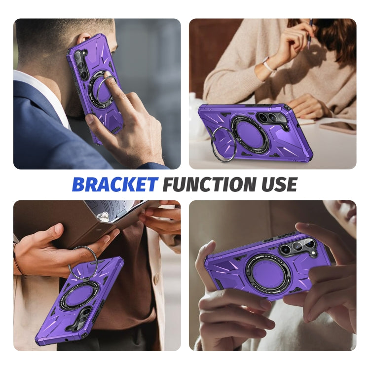 For Samsung Galaxy S25+ 5G MagSafe Magnetic Shockproof Phone Case with Ring Holder(Purple) - Galaxy S25+ 5G Cases by buy2fix | Online Shopping UK | buy2fix