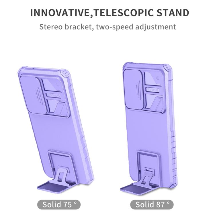 For Samsung Galaxy S25 Ultra 5G Stereoscopic Holder Sliding Camshield Phone Case(Purple) - Galaxy S25 Ultra 5G Cases by buy2fix | Online Shopping UK | buy2fix