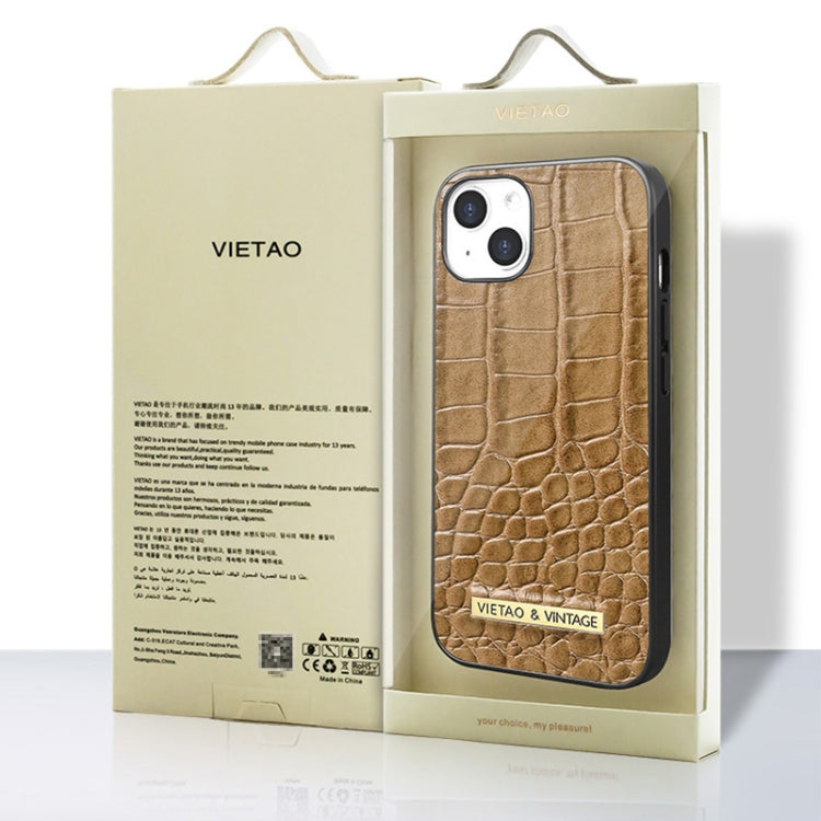 For iPhone 16 VIETAO Alligator Texture PU Phone Case(Brown) - iPhone 16 Cases by VIETAO | Online Shopping UK | buy2fix