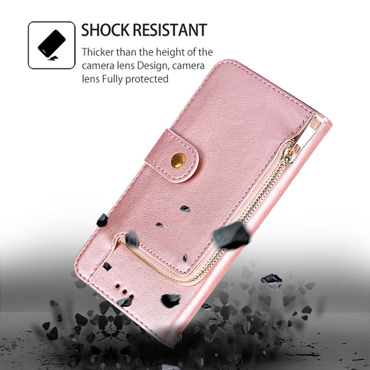 For Samsung Galaxy S25 5G Zipper Bag Leather Phone Case(Rose Gold) - Galaxy S25 5G Cases by buy2fix | Online Shopping UK | buy2fix