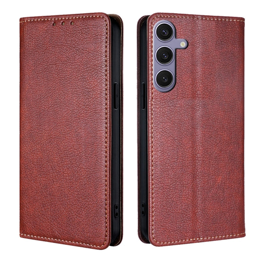 For Samsung Galaxy S25+ 5G Gloss Oil Solid Color Magnetic Leather Phone Case(Brown) - Galaxy S25+ 5G Cases by buy2fix | Online Shopping UK | buy2fix