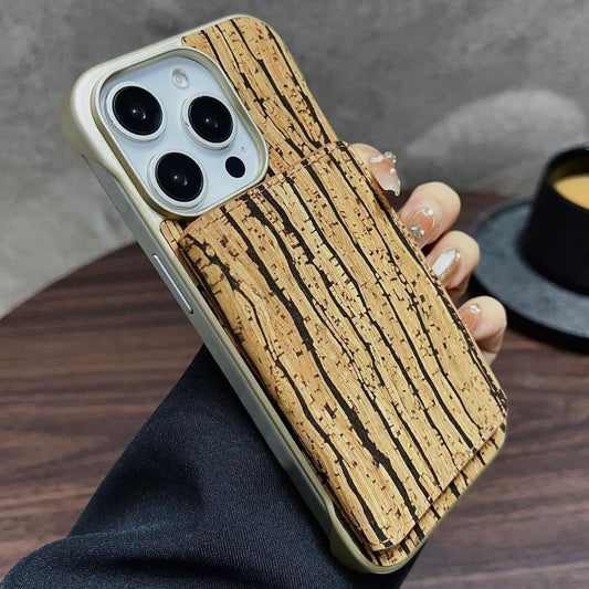 For iPhone 14 Pro Max Denior D24 Paint MagSafe Card Slot Phone Case(Yellow Wood Grain) - iPhone 14 Pro Max Cases by Denior | Online Shopping UK | buy2fix