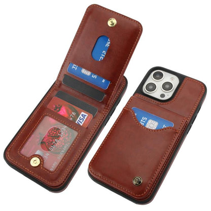 For iPhone 16 Pro Max AwQuer Vertical Flip Card Bag Holder Leather Phone Case(Brown) - iPhone 16 Pro Max Cases by Awquer | Online Shopping UK | buy2fix