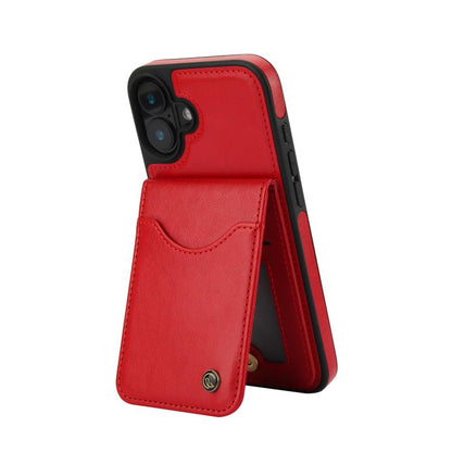 For iPhone 16 Plus AwQuer Vertical Flip Card Bag Holder Leather Phone Case(Red) - iPhone 16 Plus Cases by Awquer | Online Shopping UK | buy2fix