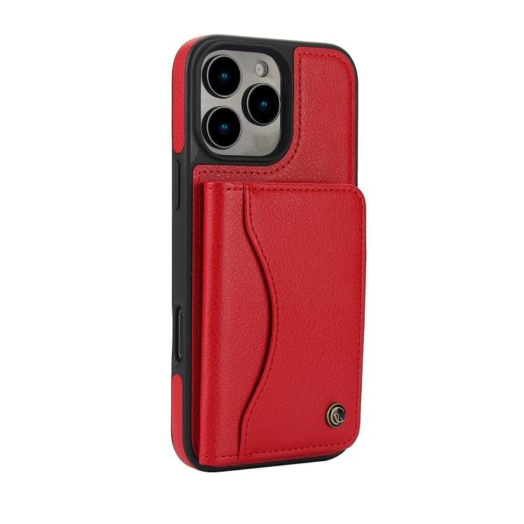 For iPhone 16 Pro Max AwQuer Horizontal Flip Card Bag Holder Leather Phone Case(Red) - iPhone 16 Pro Max Cases by Awquer | Online Shopping UK | buy2fix