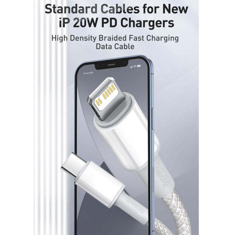 Baseus 20W Type-C / USB-C to 8 Pin PD High-density Braided Fast Charging Data Cable, Length: 1m(White) - Normal Style Cable by Baseus | Online Shopping UK | buy2fix