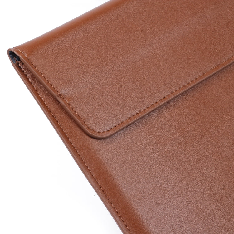 PU Leather Ultra-thin Envelope Bag Laptop Bag for MacBook Air / Pro 13 inch, with Stand Function(Brown) - Protective Bags by buy2fix | Online Shopping UK | buy2fix