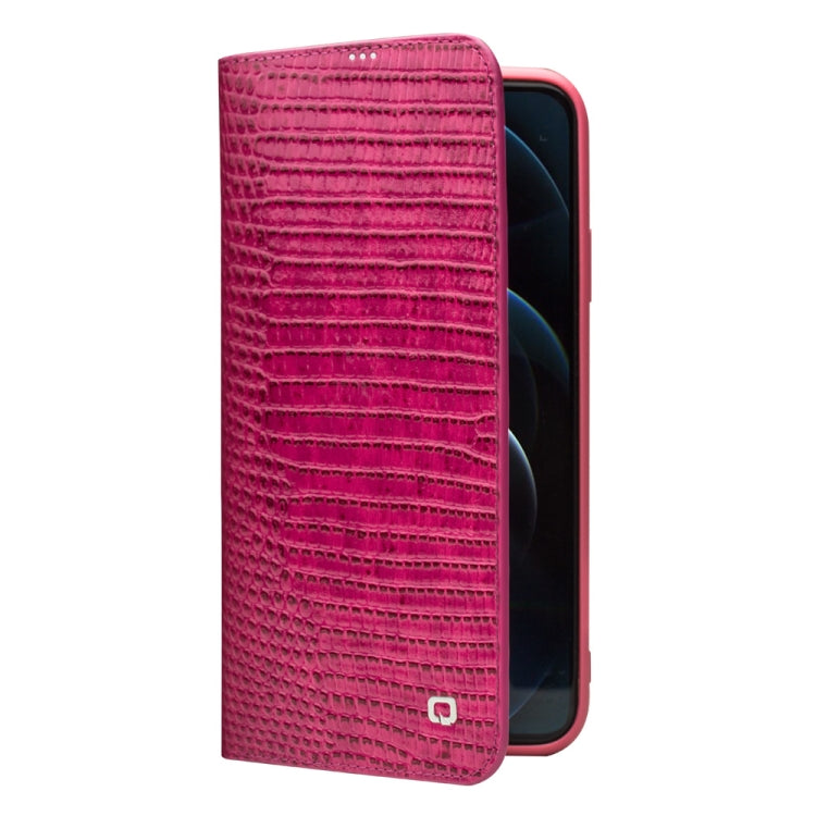 For iPhone 12 Pro Max QIALINO Crocodile Texture Horizontal Flip Leather Case with Card Slots & Wallet(Rose Red) - iPhone 12 Pro Max Cases by QIALINO | Online Shopping UK | buy2fix