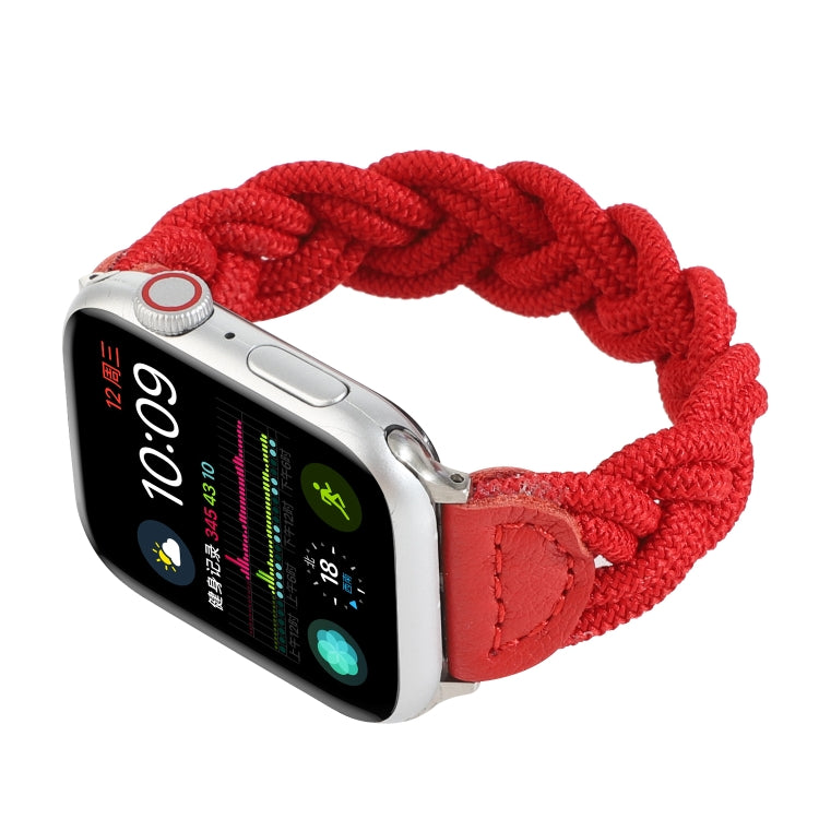 Elastic Woven Watch Band For Apple Watch Ultra 49mm&Watch Ultra 2 49mm / Series 9&8&7 45mm / SE 3&SE 2&6&SE&5&4 44mm / 3&2&1 42mm, Length:120mm(Red) - Watch Bands by buy2fix | Online Shopping UK | buy2fix