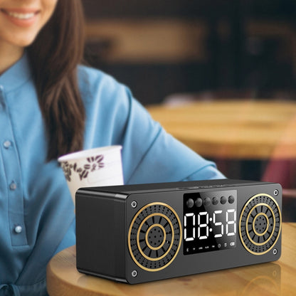 A10 Subwoofer Wooden Clock Bluetooth 5.0 Speaker, Support TF Card & U Disk Play & FM Radio(Black) - Desktop Speaker by buy2fix | Online Shopping UK | buy2fix