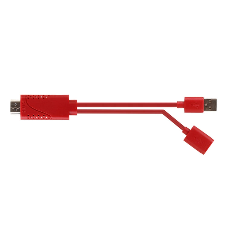 USB Male + USB 2.0 Female to HDMI Phone to HDTV Adapter Cable(Red) - Video & Audio Cable by buy2fix | Online Shopping UK | buy2fix