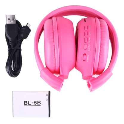 BS-N65 Headband Folding Stereo HiFi Wireless Headphone Headset with LCD Screen & TF Card Slot & LED Indicator Light & FM Function(Magenta) - Headset & Headphone by buy2fix | Online Shopping UK | buy2fix