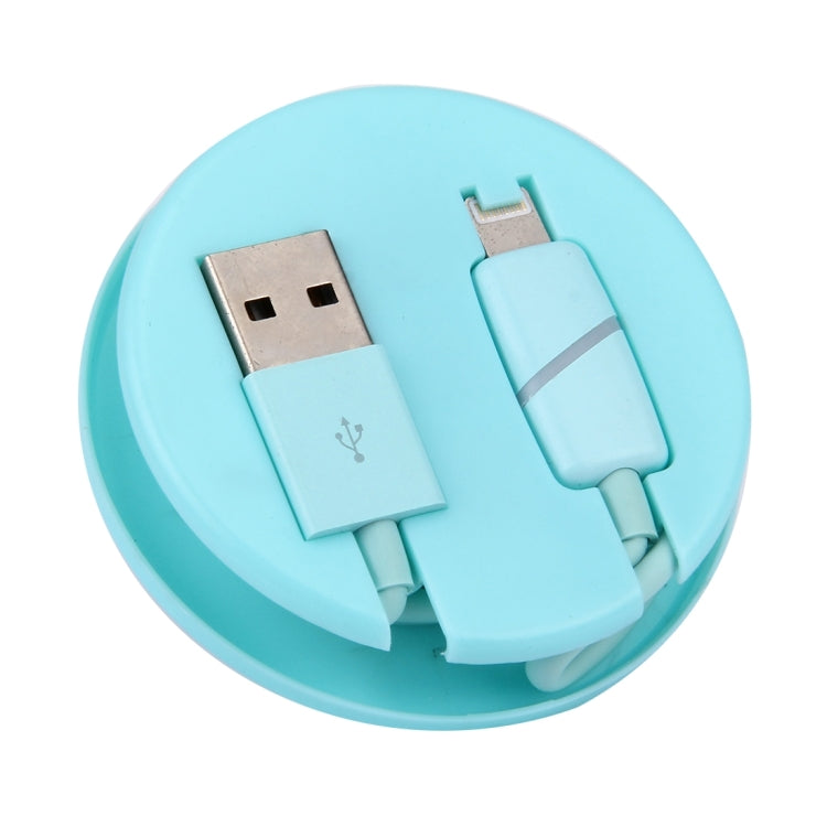 1m Circular Bobbin Gift Box Style 8 Pin to USB Data Sync Cable with Indicator for iPhone, iPad(Blue) - Normal Style Cable by buy2fix | Online Shopping UK | buy2fix