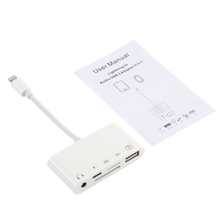 5 in 1  8 Pin to USB HUB And USB-C / Type-C And 3.5mm Earphone And SD And TF Card Reader - Converter & Adapter by buy2fix | Online Shopping UK | buy2fix