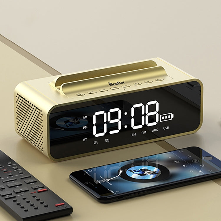 Oneder V06 Smart Sound Box Wireless Bluetooth Speaker, LED Screen Alarm Clock, Support Hands-free & FM & TF Card & AUX & USB Drive (Gold) - Desktop Speaker by OneDer | Online Shopping UK | buy2fix