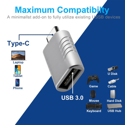 2 PCS SBT-148 USB-C / Type-C Male to USB 3.0 Female Zinc Alloy Adapter(Space Silver) - Converter & Adapter by buy2fix | Online Shopping UK | buy2fix