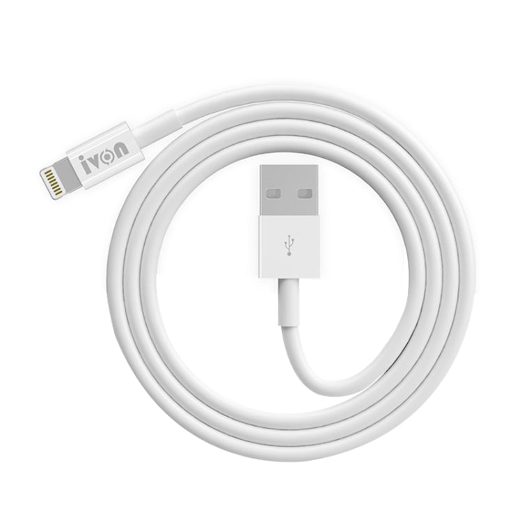 IVON CA70 8 Pin Fast Charging Data Cable, Length: 2m (White) - Normal Style Cable by IVON | Online Shopping UK | buy2fix