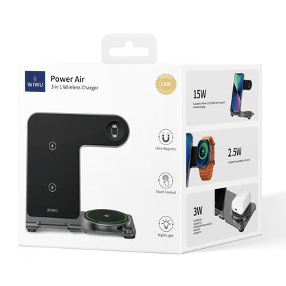 WIWU Wi-W005 Armor 3 in 1 15W Wireless Charger - Wireless Charger by WIWU | Online Shopping UK | buy2fix