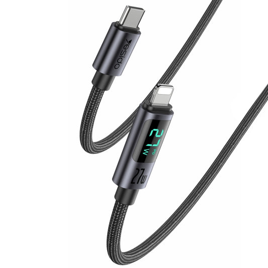 Yesido CA157 PD27W USB-C / Type-C to 8 Pin Digital Display Charging Data Cable, Cable Length: 1.2m (Black) - 2 in 1 Cable by Yesido | Online Shopping UK | buy2fix