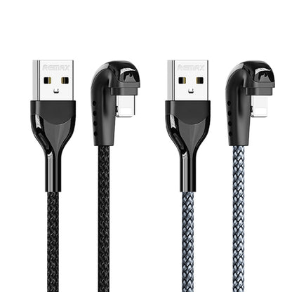 REMAX RC-177i Heymanba II 2.1A USB to 8 Pin 180 Degrees Elbow Zinc Alloy Braided Gaming Data Cable, Cable Length: 1m(Silver) - Normal Style Cable by REMAX | Online Shopping UK | buy2fix