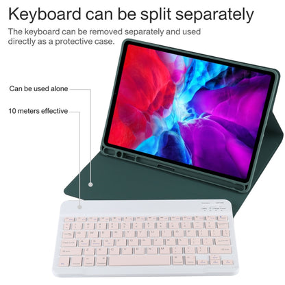 TG11B Detachable Bluetooth Pink Keyboard + Microfiber Leather Tablet Case for iPad Pro 11 inch (2020), with Pen Slot & Holder (Dark Green) - For iPad Pro by buy2fix | Online Shopping UK | buy2fix