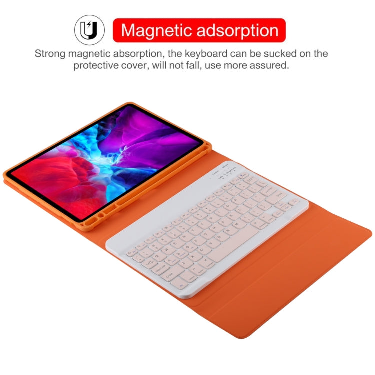 TG11B Detachable Bluetooth Pink Keyboard + Microfiber Leather Tablet Case for iPad Pro 11 inch (2020), with Pen Slot & Holder (Orange) - For iPad Pro by buy2fix | Online Shopping UK | buy2fix