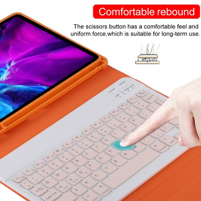 TG11B Detachable Bluetooth Pink Keyboard + Microfiber Leather Tablet Case for iPad Pro 11 inch (2020), with Pen Slot & Holder (Orange) - For iPad Pro by buy2fix | Online Shopping UK | buy2fix