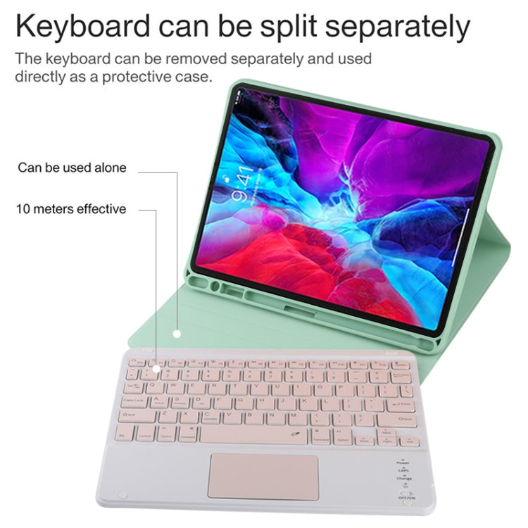 TG11BC Detachable Bluetooth Pink Keyboard Microfiber Leather Tablet Case for iPad Pro 11 inch (2020), with Touchpad & Pen Slot & Holder (Green) - For iPad Pro by buy2fix | Online Shopping UK | buy2fix