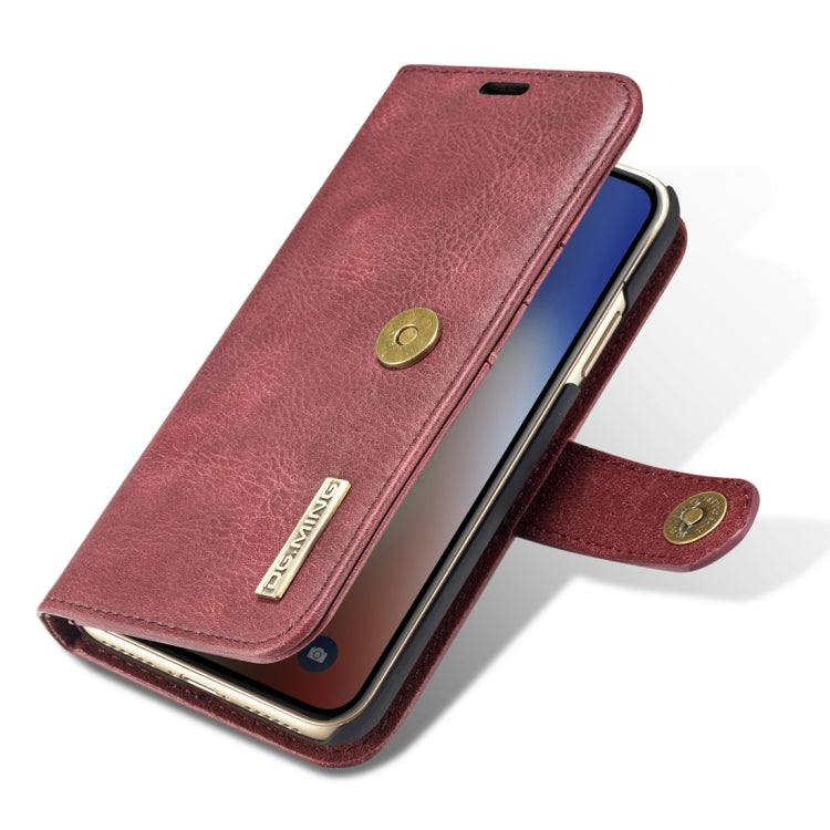 For iPhone X / XS DG.MING  Crazy Horse Texture Horizontal Flip Detachable Magnetic Protective Case with Holder & Card Slots & Wallet(Red) - More iPhone Cases by DG.MING | Online Shopping UK | buy2fix